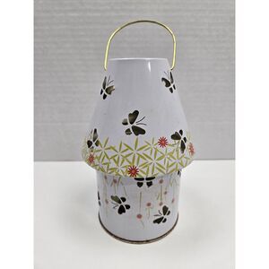 Vintage Butterfly Metal Tealight Candle Lantern White Floral Hanging Decor